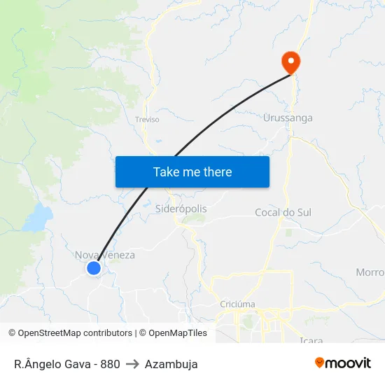 R.Ângelo Gava - 880 to Azambuja map