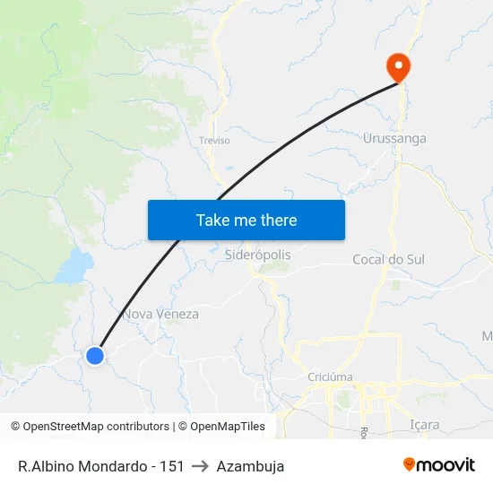 R.Albino Mondardo - 151 to Azambuja map