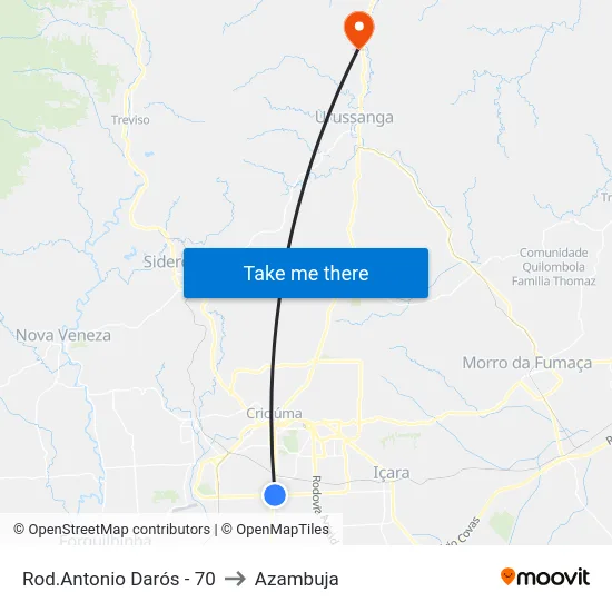 Rod.Antonio Darós - 70 to Azambuja map