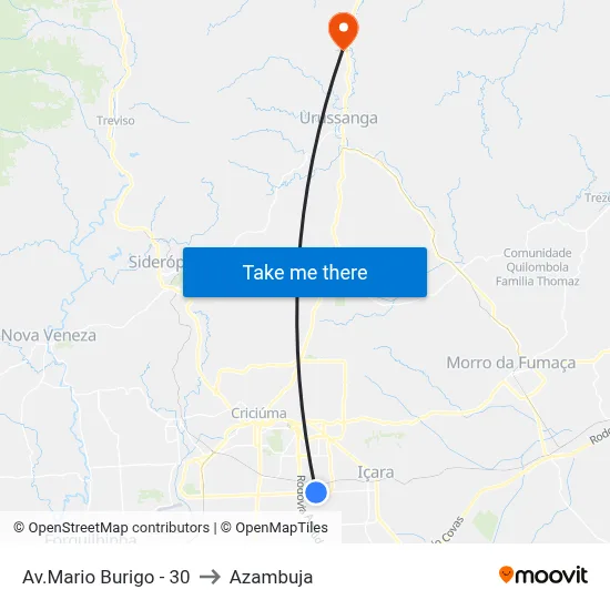 Av.Mario Burigo - 30 to Azambuja map