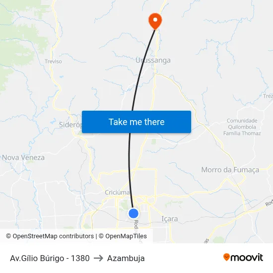 Av.Gílio Búrigo - 1380 to Azambuja map