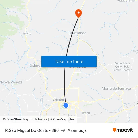 R.São Miguel Do Oeste - 380 to Azambuja map