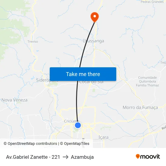Av.Gabriel Zanette - 221 to Azambuja map