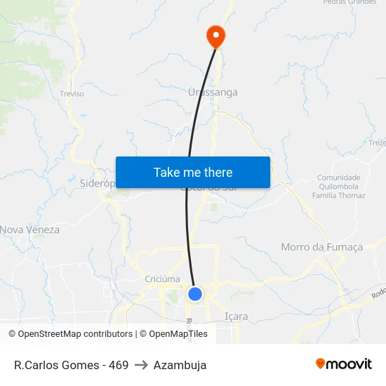R.Carlos Gomes - 469 to Azambuja map