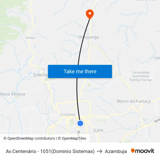 Av.Centenário - 1051(Dominio Sistemas) to Azambuja map