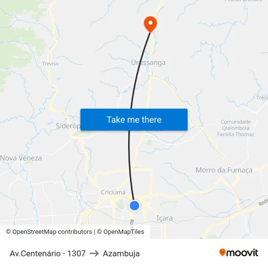 Av.Centenário - 1307 to Azambuja map