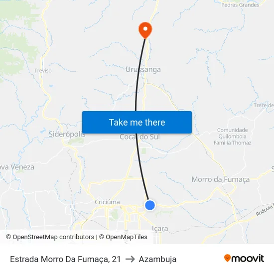 Estrada Morro Da Fumaça, 21 to Azambuja map