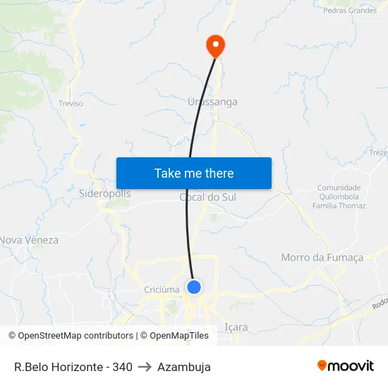 R.Belo Horizonte - 340 to Azambuja map