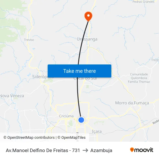 Av.Manoel Delfino De Freitas - 731 to Azambuja map
