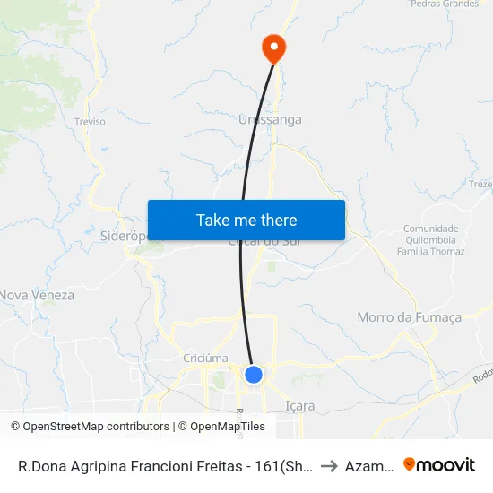R.Dona Agripina Francioni Freitas - 161(Shopping Nações) to Azambuja map