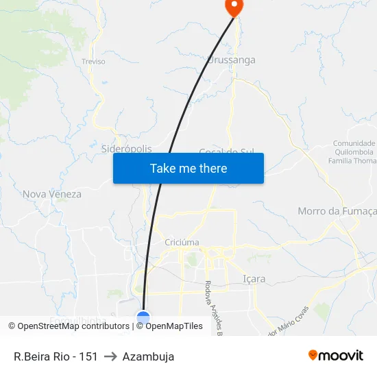 R.Beira Rio - 151 to Azambuja map