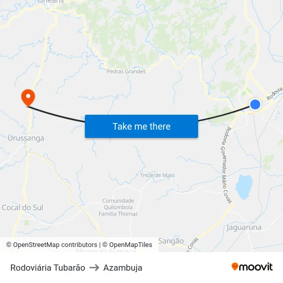 Rodoviária Tubarão to Azambuja map