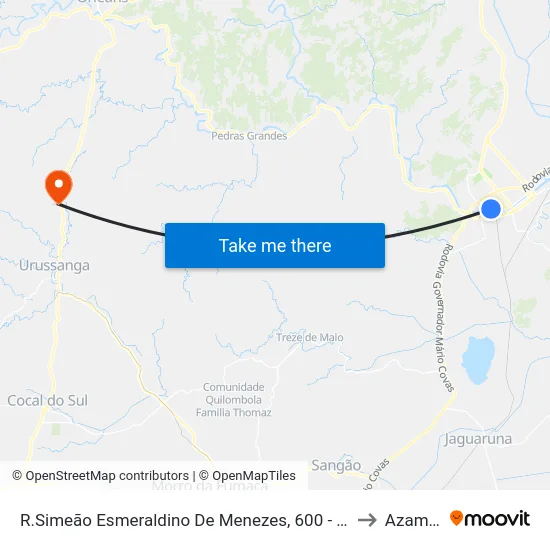 R.Simeão Esmeraldino De Menezes, 600 - Shopping Unisul to Azambuja map