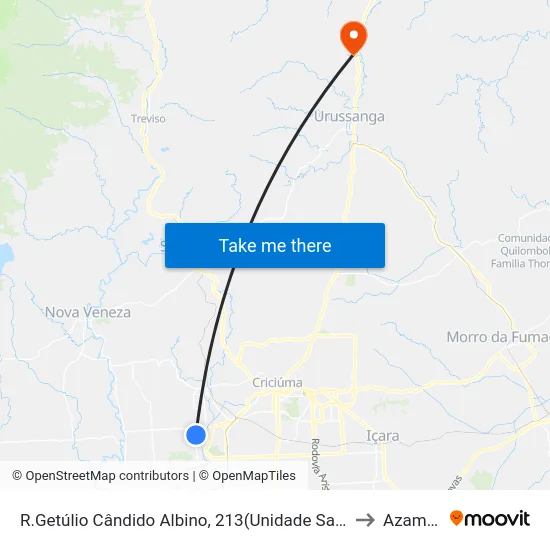 R.Getúlio Cândido Albino, 213(Unidade Saúde Sta Luzia) to Azambuja map