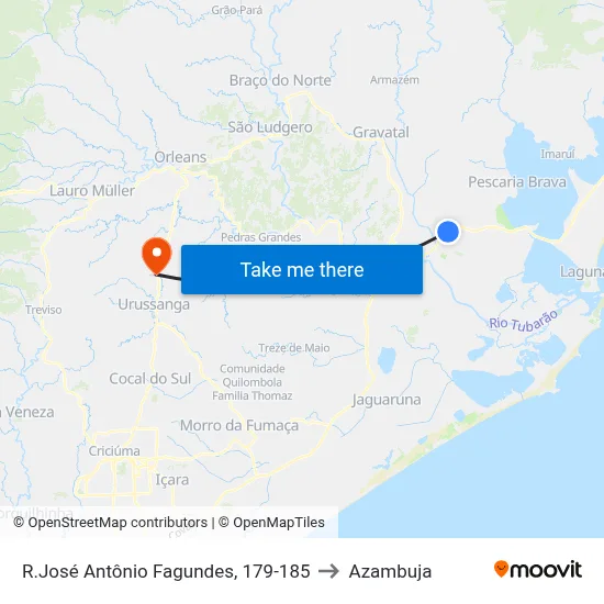 R.José Antônio Fagundes, 179-185 to Azambuja map