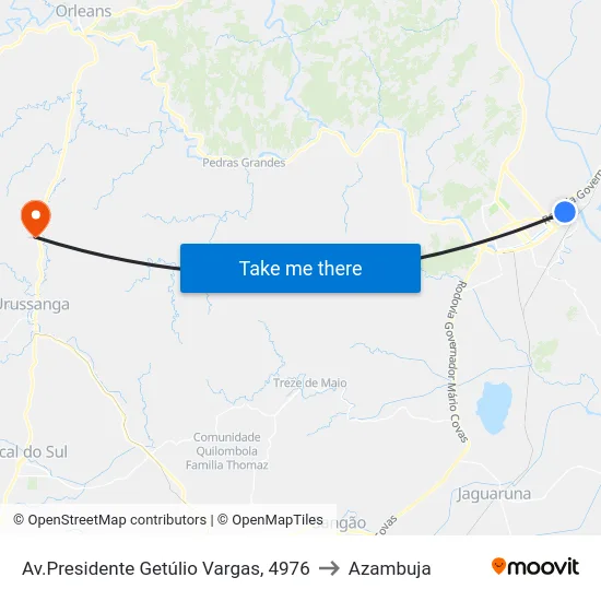 Av.Presidente Getúlio Vargas, 4976 to Azambuja map