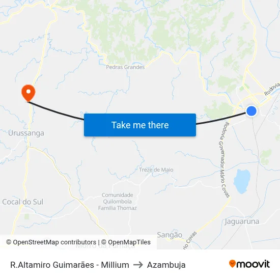 R.Altamiro Guimarães - Millium to Azambuja map
