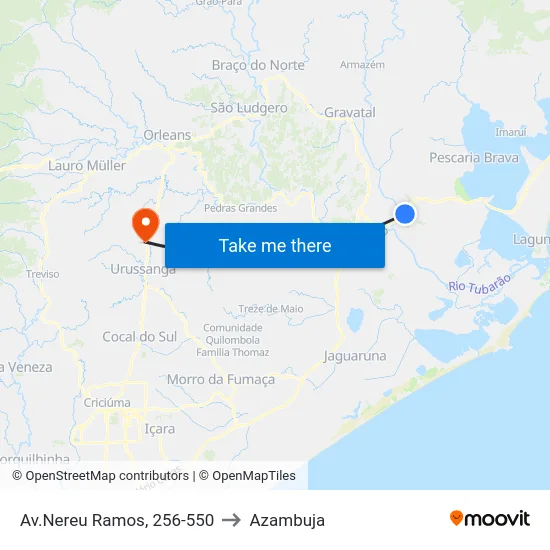 Av.Nereu Ramos, 256-550 to Azambuja map
