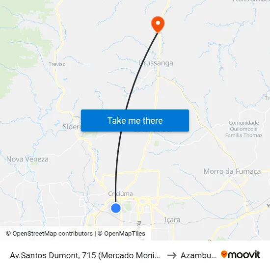 Av.Santos Dumont, 715 (Mercado Moniari) to Azambuja map