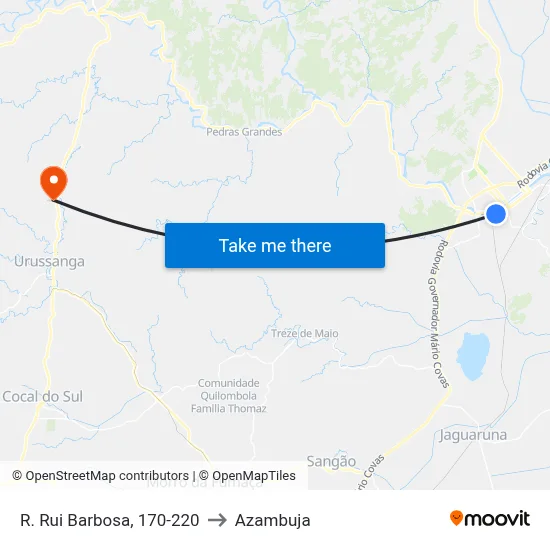 R. Rui Barbosa, 170-220 to Azambuja map
