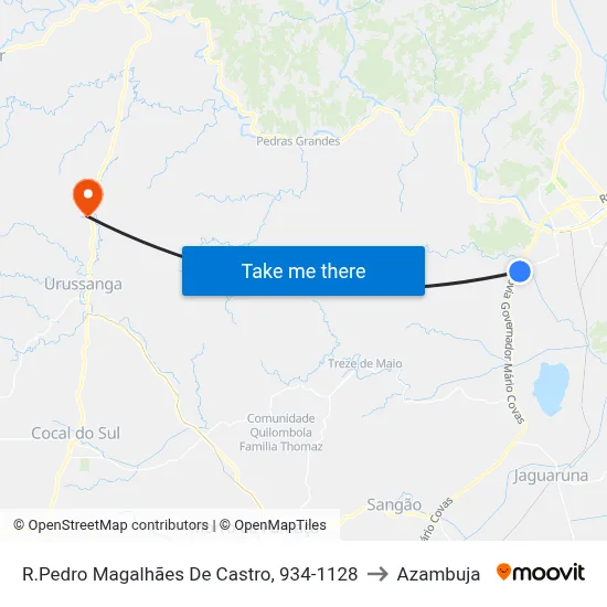 R.Pedro Magalhães De Castro, 934-1128 to Azambuja map