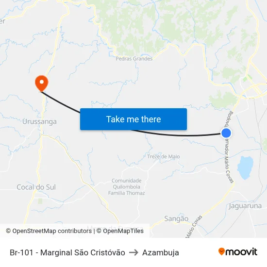 Br-101 - Marginal São Cristóvão to Azambuja map