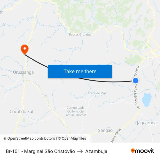 Br-101 - Marginal São Cristóvão to Azambuja map