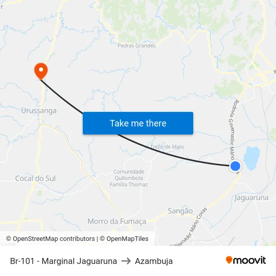 Br-101 - Marginal Jaguaruna to Azambuja map