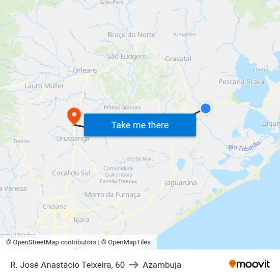 R. José Anastácio Teixeira, 60 to Azambuja map