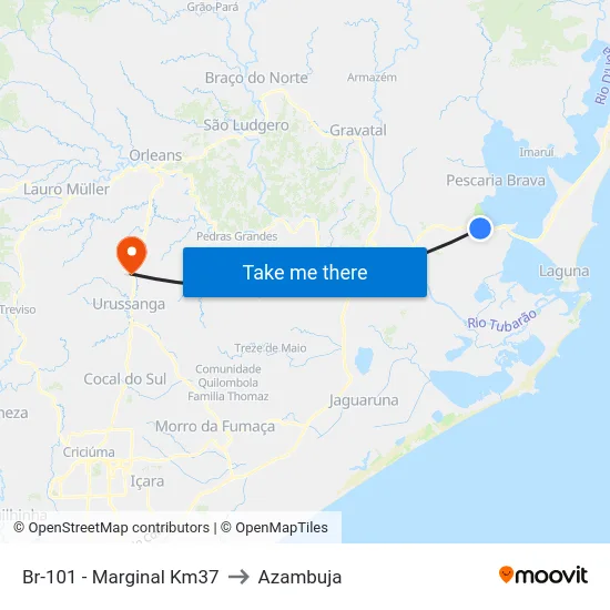 Br-101 - Marginal Km37 to Azambuja map