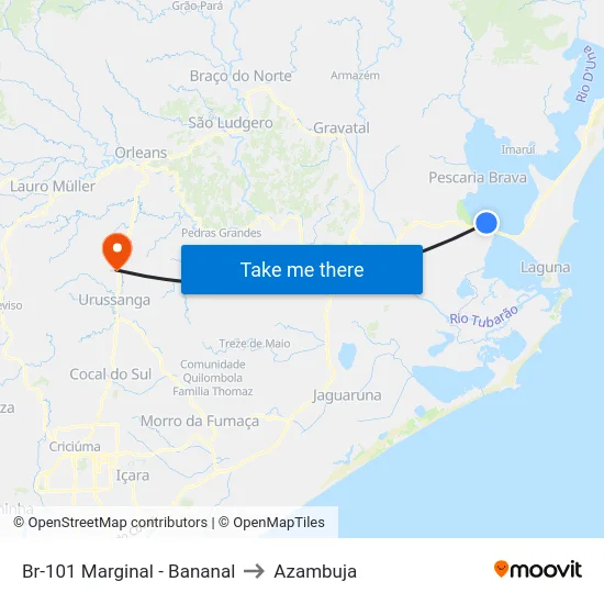 Br-101 Marginal - Bananal to Azambuja map