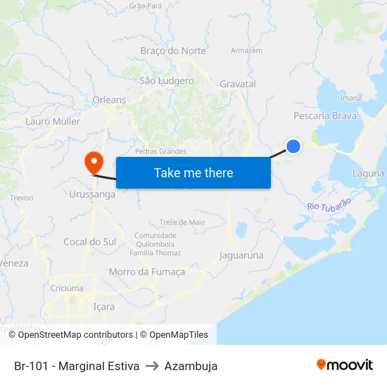 Br-101 - Marginal Estiva to Azambuja map