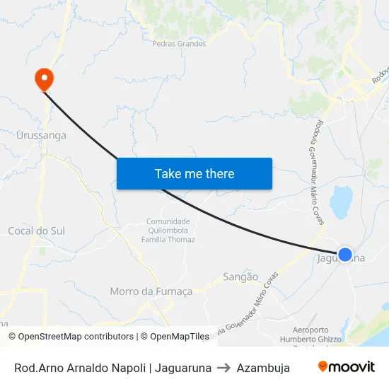 Rod.Arno Arnaldo Napoli | Jaguaruna to Azambuja map