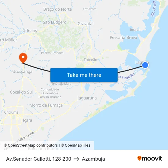 Av.Senador Gallotti, 128-200 to Azambuja map