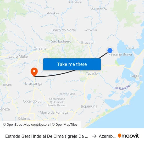 Estrada Geral Indaial De Cima (Igreja Da Barranca) to Azambuja map