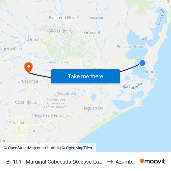 Br-101 - Marginal Cabeçuda (Acesso Laguna) to Azambuja map