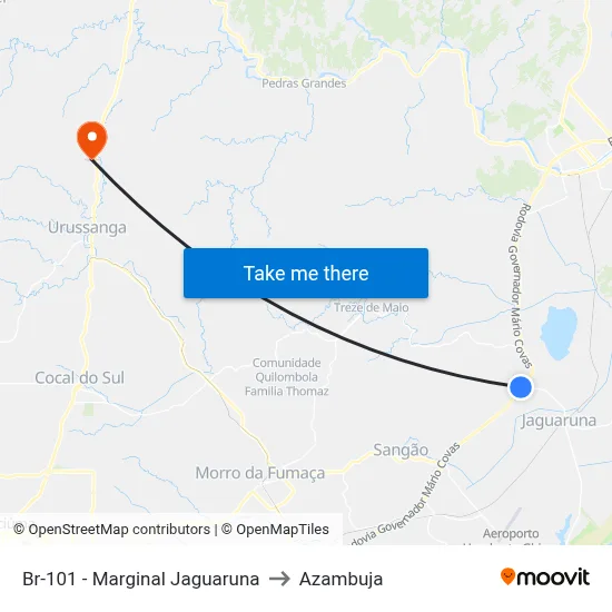 Br-101 - Marginal Jaguaruna to Azambuja map