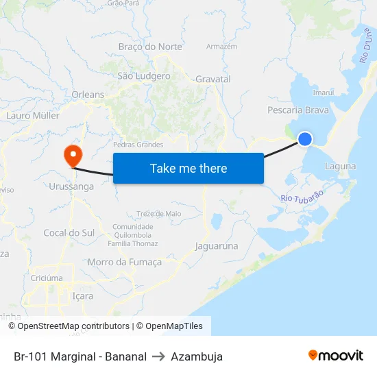 Br-101 Marginal - Bananal to Azambuja map