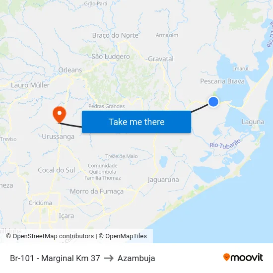 Br-101 - Marginal Km 37 to Azambuja map