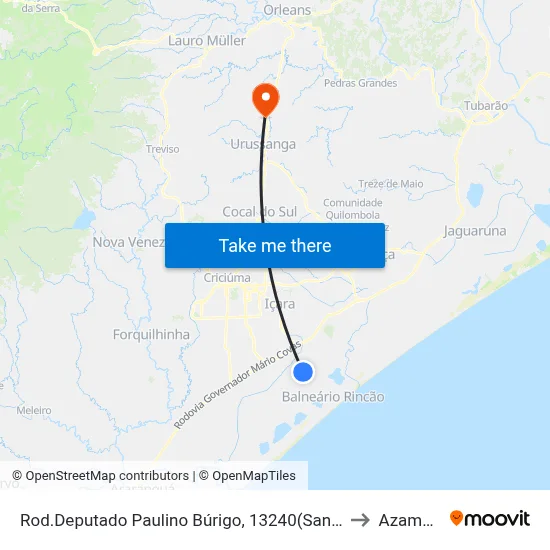 Rod.Deputado Paulino Búrigo, 13240(Sanga Funda) to Azambuja map