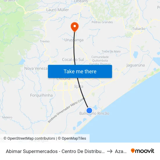 Abimar Supermercados - Centro De Distribuição (Sentido Içara/Criciúma) to Azambuja map