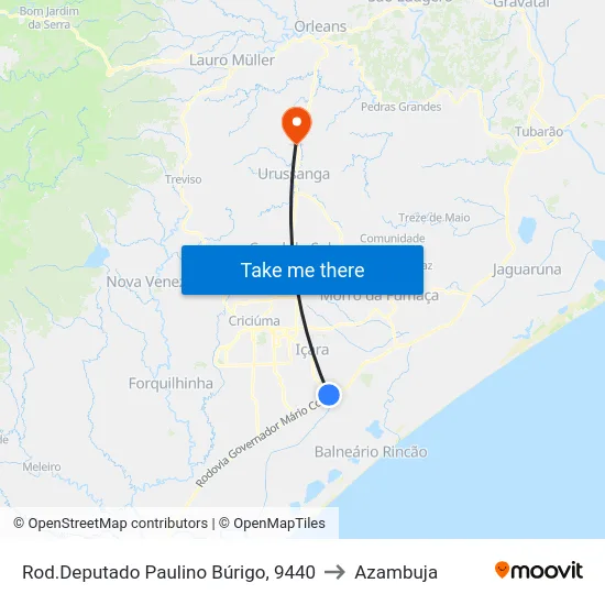 Rod.Deputado Paulino Búrigo, 9440 to Azambuja map