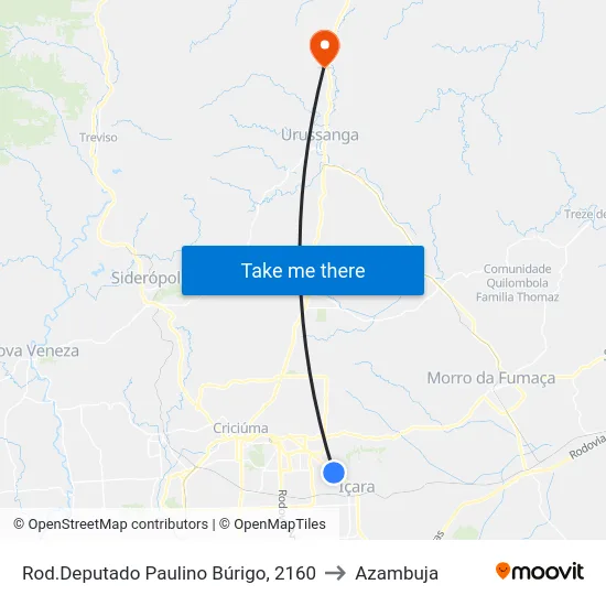 Rod.Deputado Paulino Búrigo, 2160 to Azambuja map
