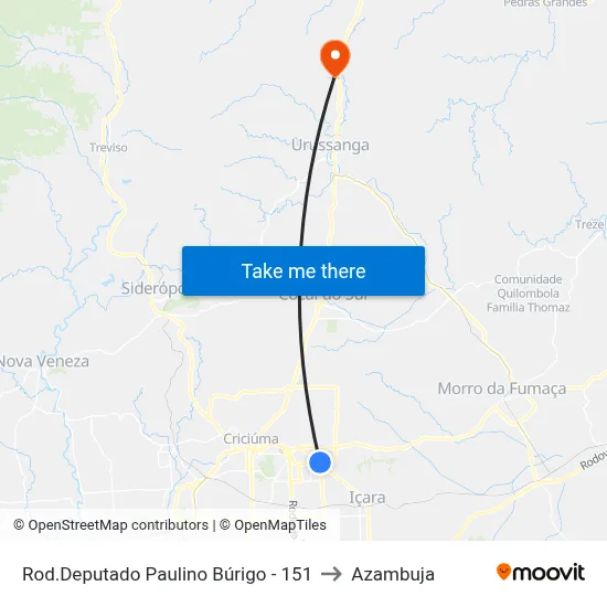 Rod.Deputado Paulino Búrigo - 151 to Azambuja map