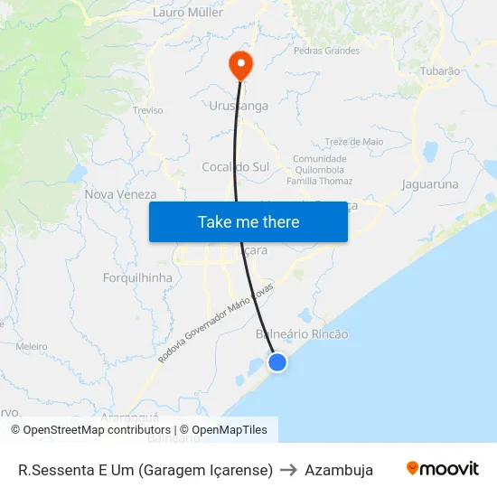 R.Sessenta E Um (Garagem Içarense) to Azambuja map
