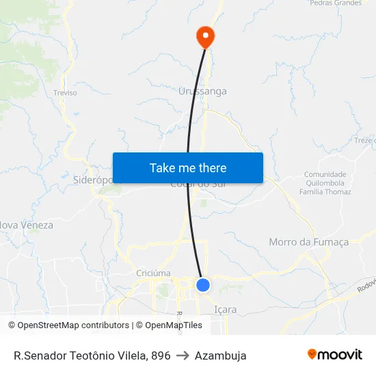 R.Senador Teotônio Vilela, 896 to Azambuja map