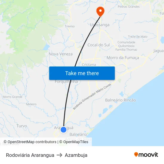Rodoviária Ararangua to Azambuja map