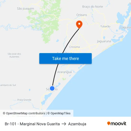 Br-101 - Marginal Nova Guarita to Azambuja map