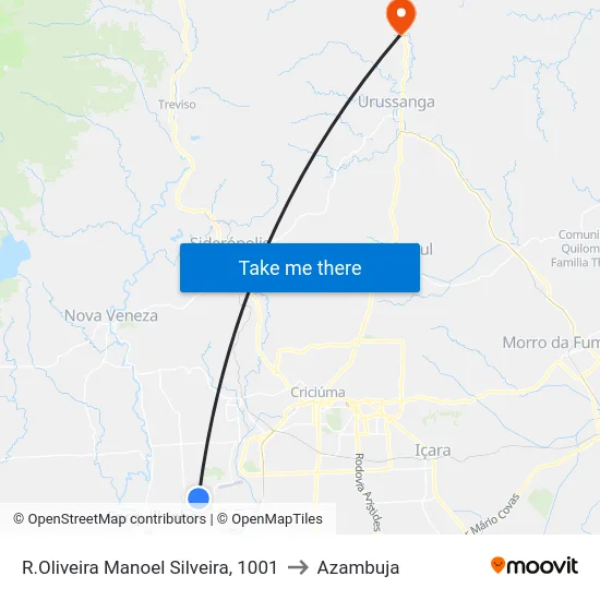 R.Oliveira Manoel Silveira, 1001 to Azambuja map