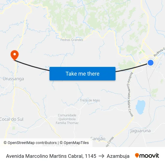 Avenida Marcolino Martins Cabral, 1145 to Azambuja map